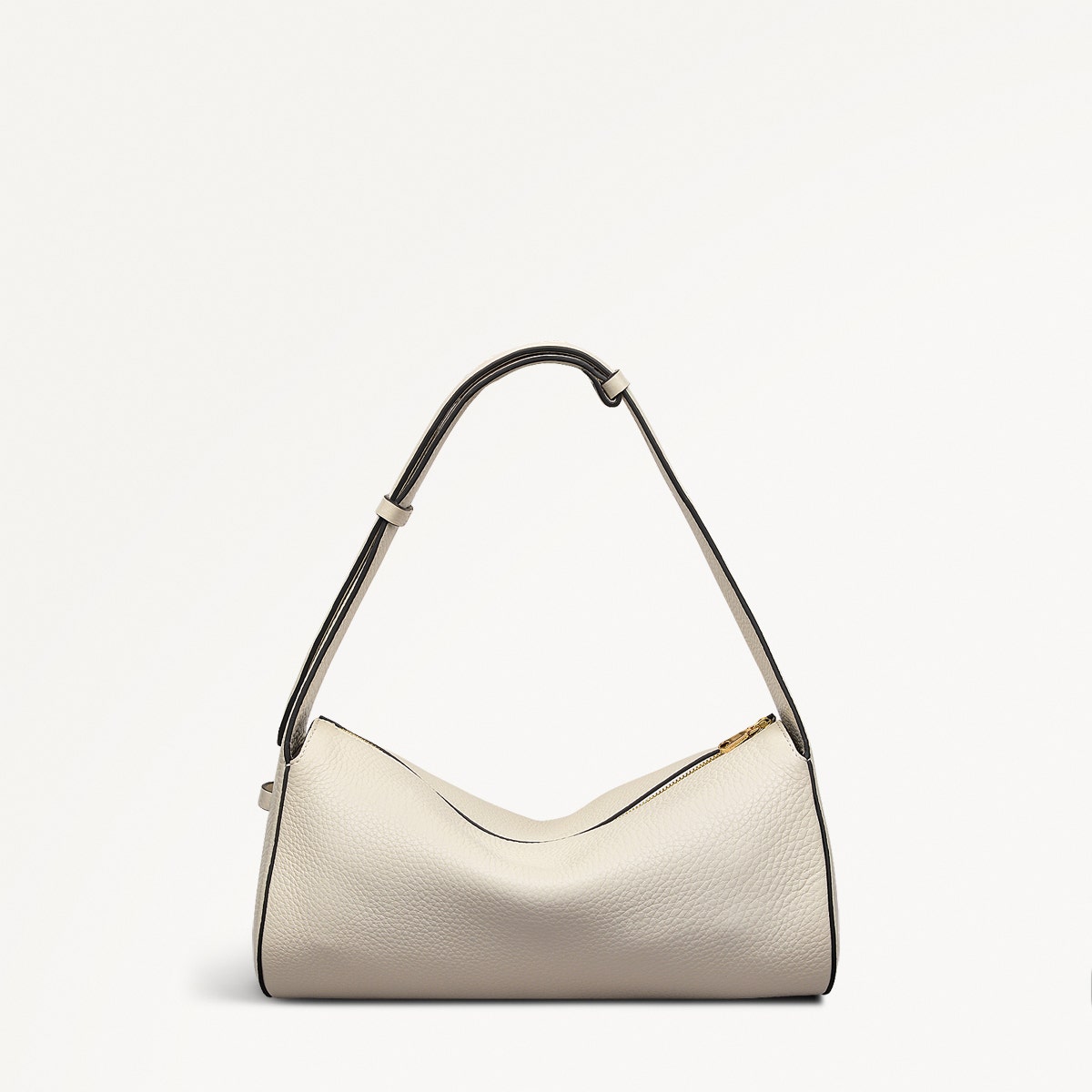 Abbey Mews Leather Small Ziptop Shoulder Bag in Chalk - 111406