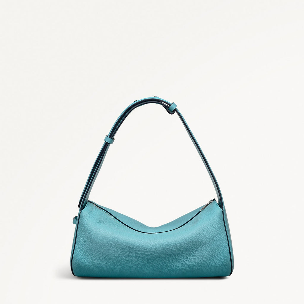 Abbey Mews Leather Small Ziptop Shoulder Bag in Maldives - 111407