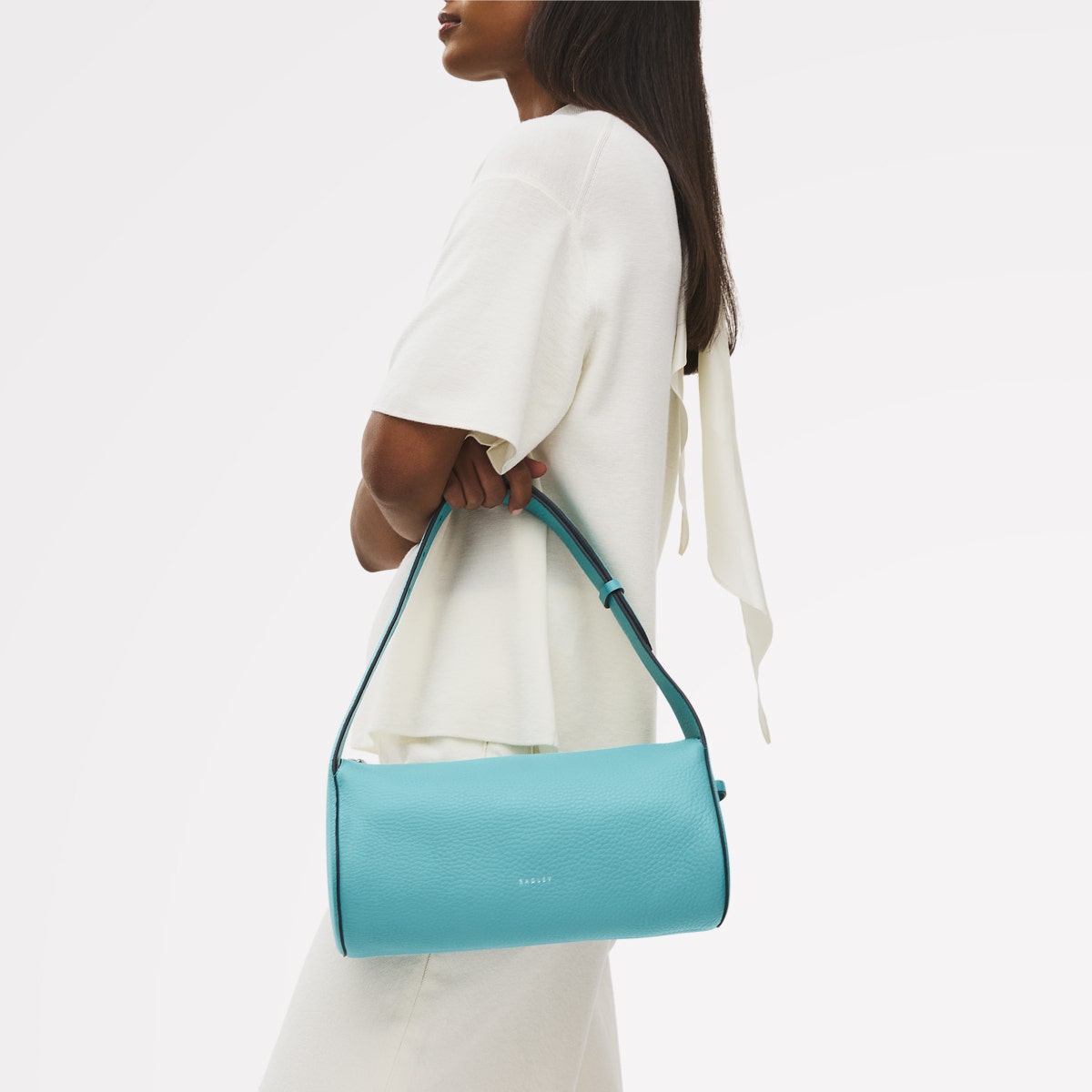 Abbey Mews Leather Small Ziptop Shoulder Bag in Maldives - 111407