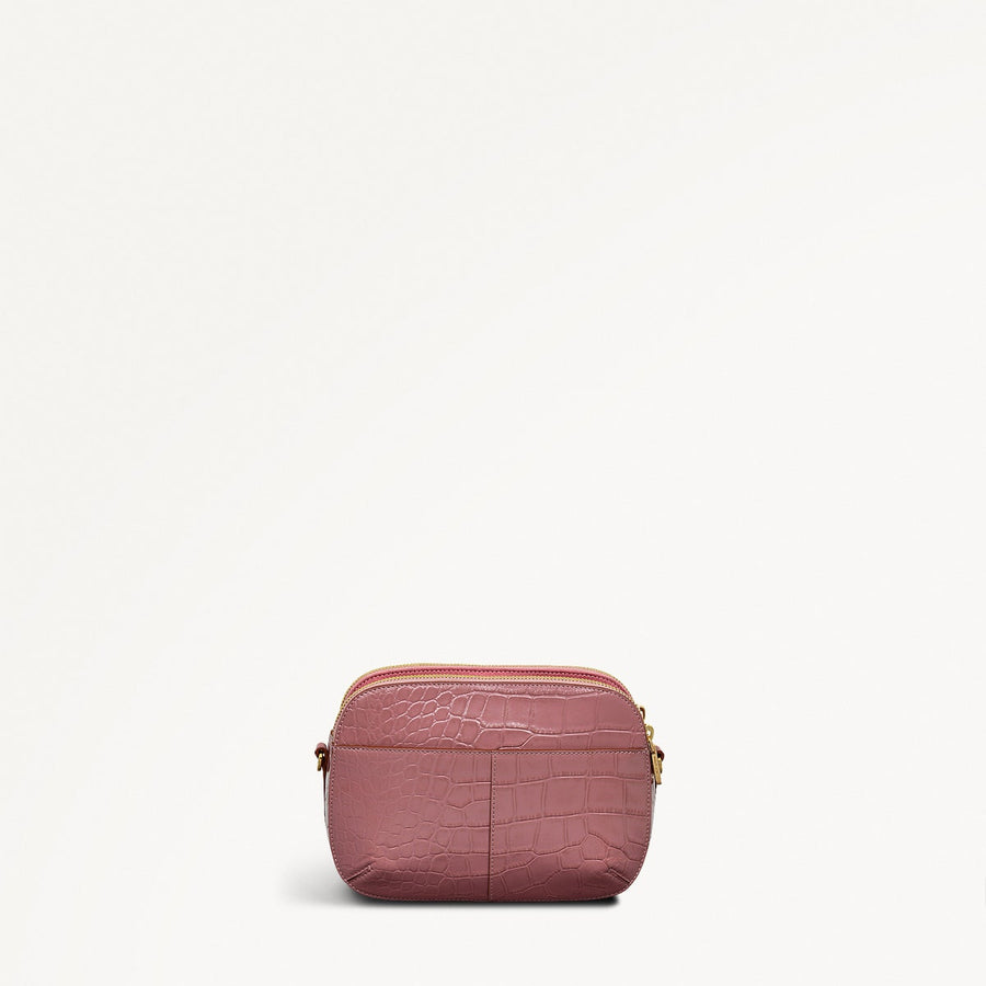 Dukes Place Leather Medium Ziptop Cross Body Bag in French Rose - 111408