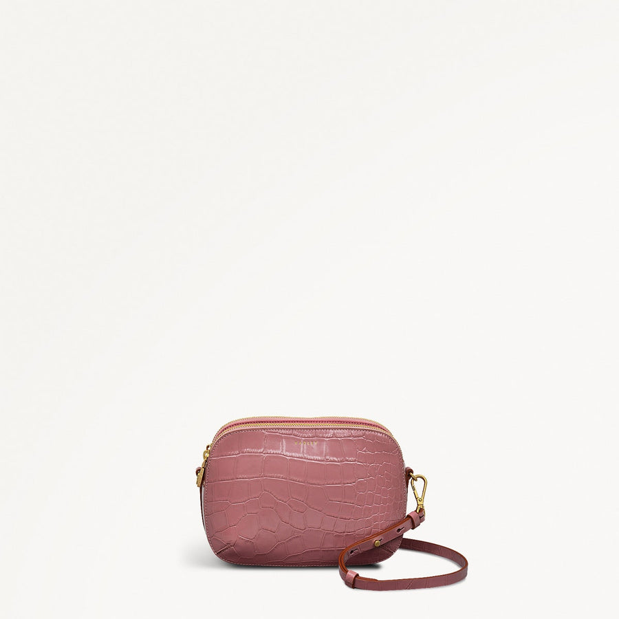 Dukes Place Leather Medium Ziptop Cross Body Bag in French Rose - 111408