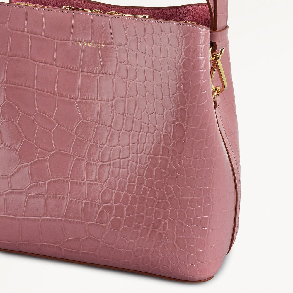 Dukes Place Leather Medium Compartment Cross Body Bag in French Rose - 111409