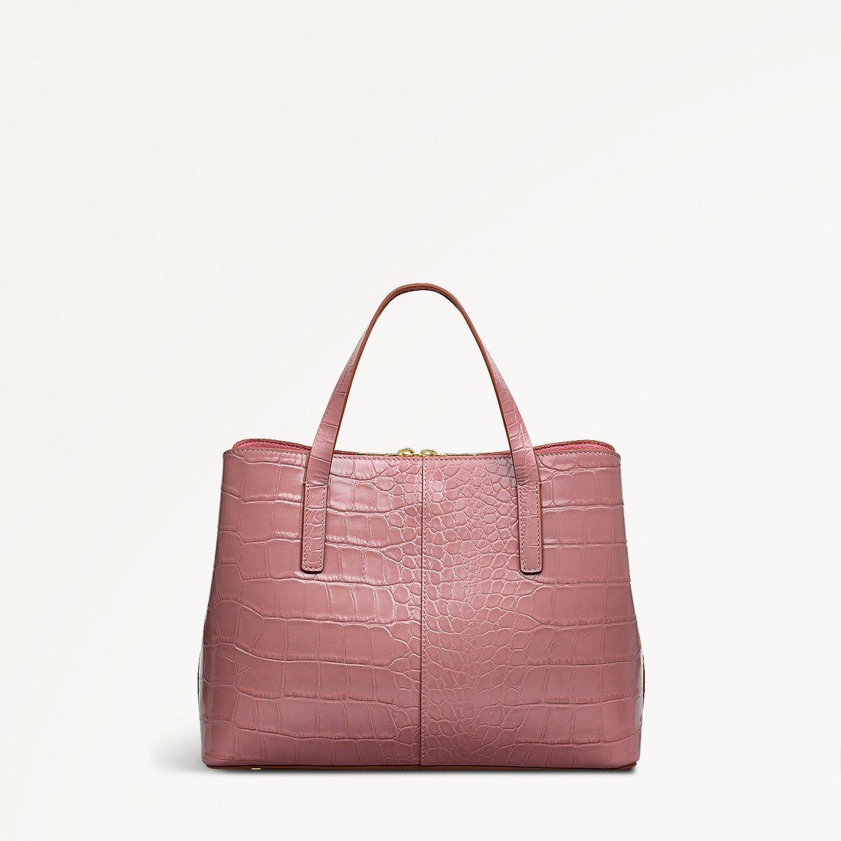 Dukes Place Leather Medium Ziptop Grab Bag in French Rose - 111410