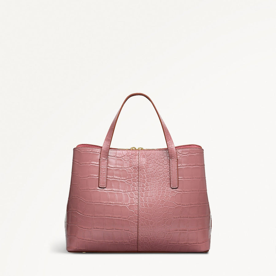 Dukes Place Leather Medium Ziptop Grab Bag in French Rose - 111410