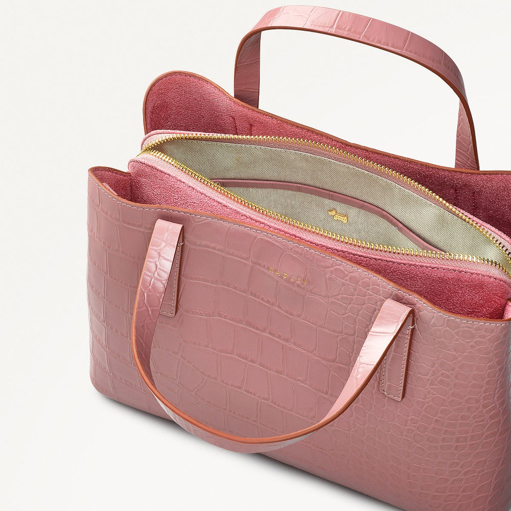 Dukes Place Leather Medium Ziptop Satchel Bag in French Rose - 111410