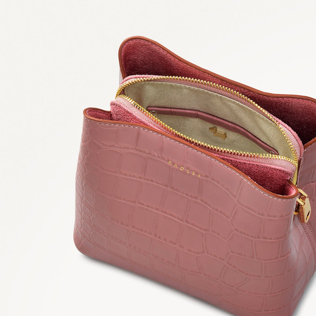 Dukes Place Leather Small Compartment Cross Body Bag in French Rose - 111411
