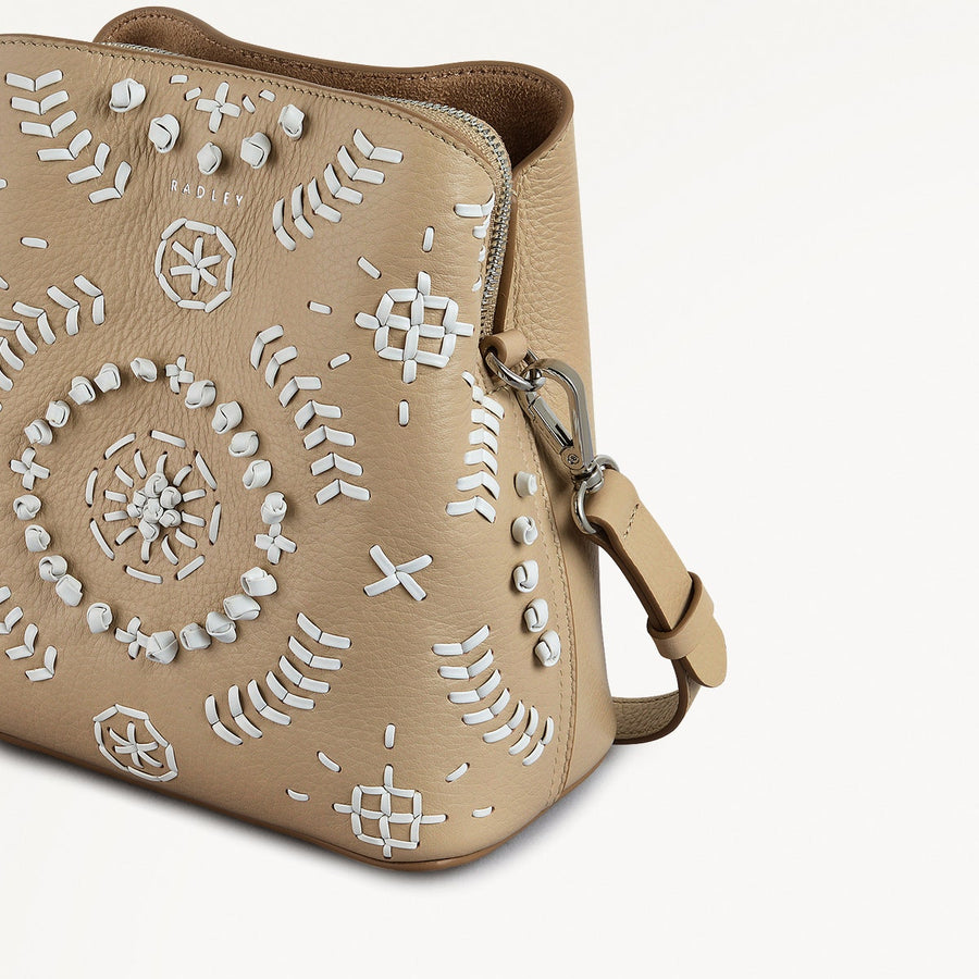 Dukes Place Leather Small Compartment Cross Body Bag in Stone - 111412