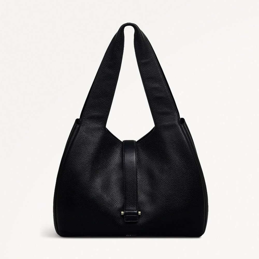 Sloane Street Leather Medium Ziptop Shoulder Bag in Black - 111413