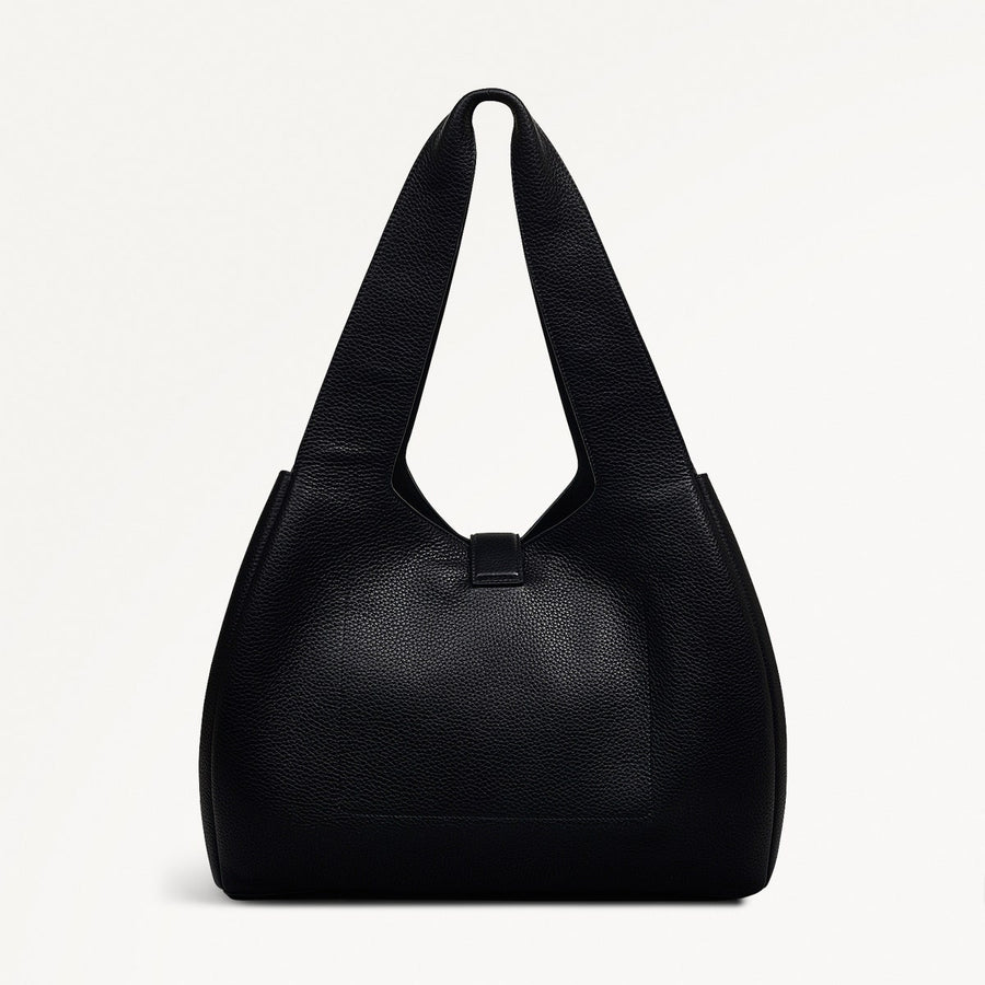 Sloane Street Leather Medium Ziptop Shoulder Bag in Black - 111413