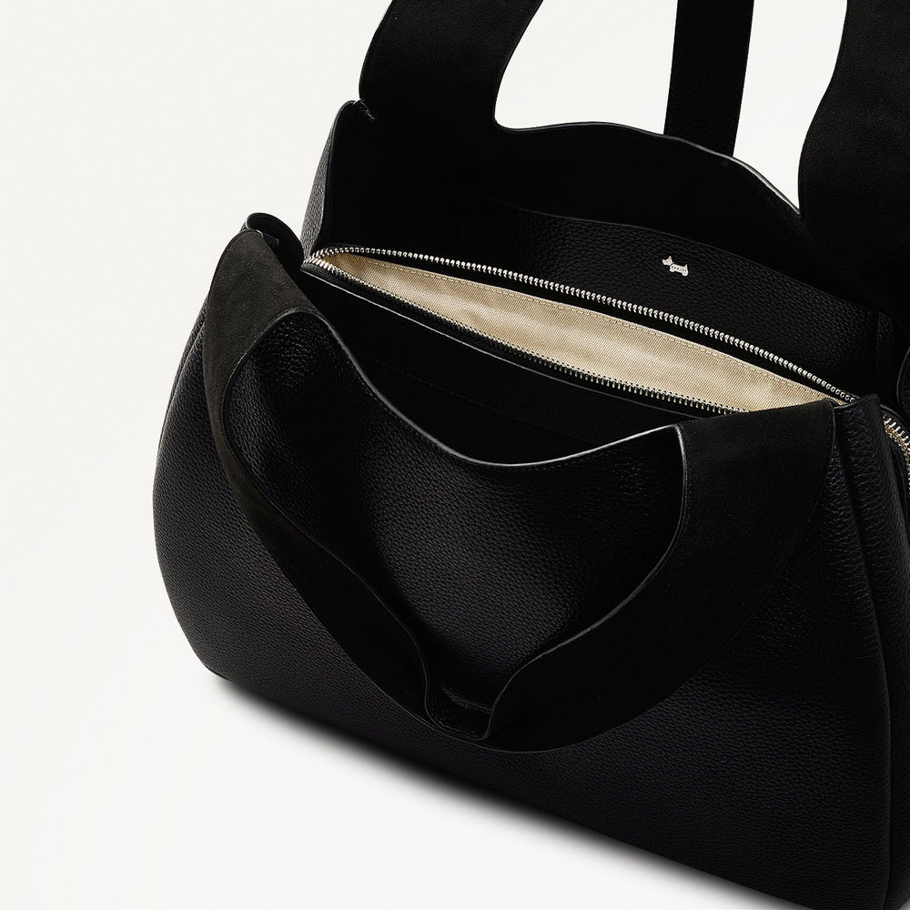 Sloane Street Leather Medium Ziptop Shoulder Bag in Black - 111413