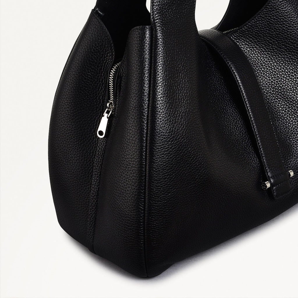 Sloane Street Leather Medium Ziptop Shoulder Bag in Black - 111413
