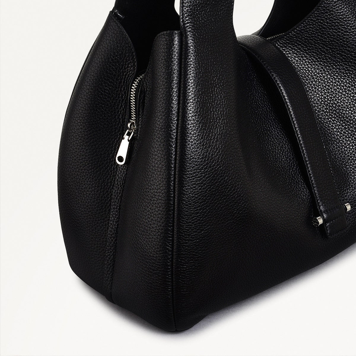 Sloane Street Leather Medium Ziptop Shoulder Bag in Black - 111413