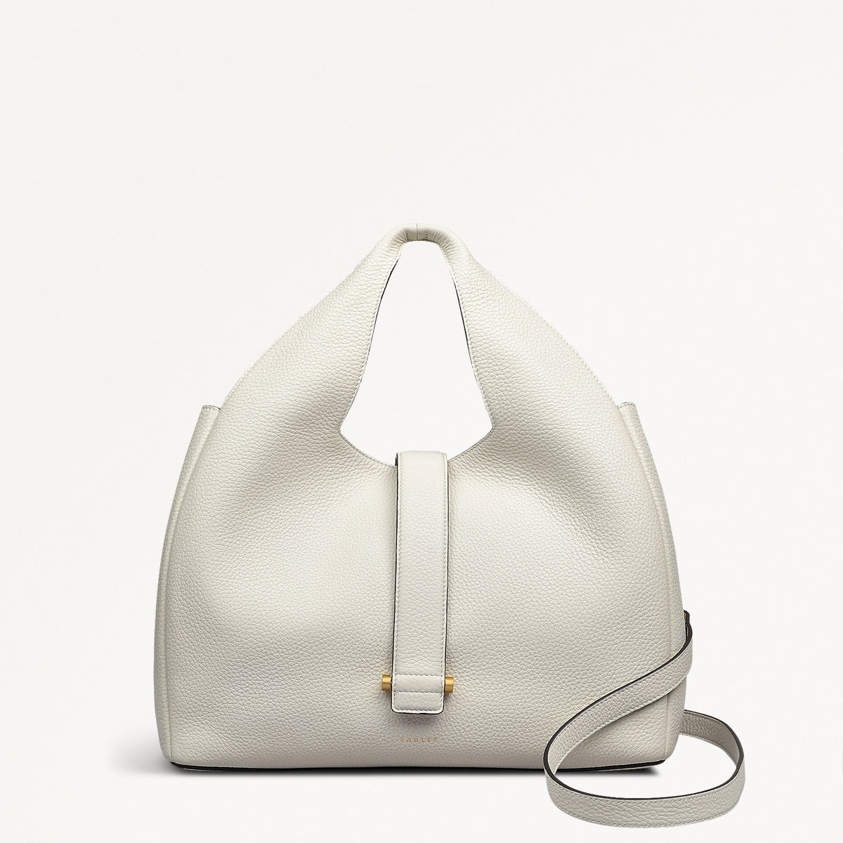 Sloane Street Leather Medium Ziptop Grab Bag in Chalk - 111414