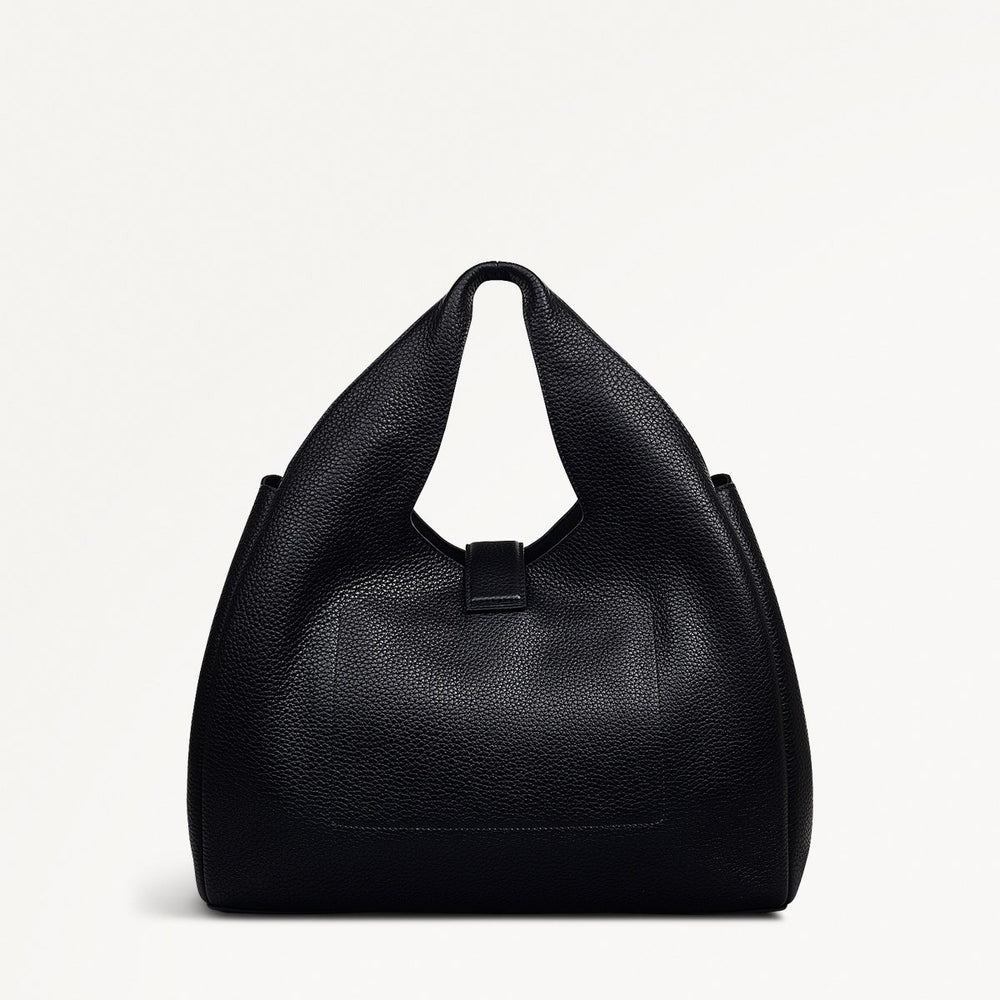 Sloane Street Leather Medium Ziptop Satchel Bag in Black - 111415