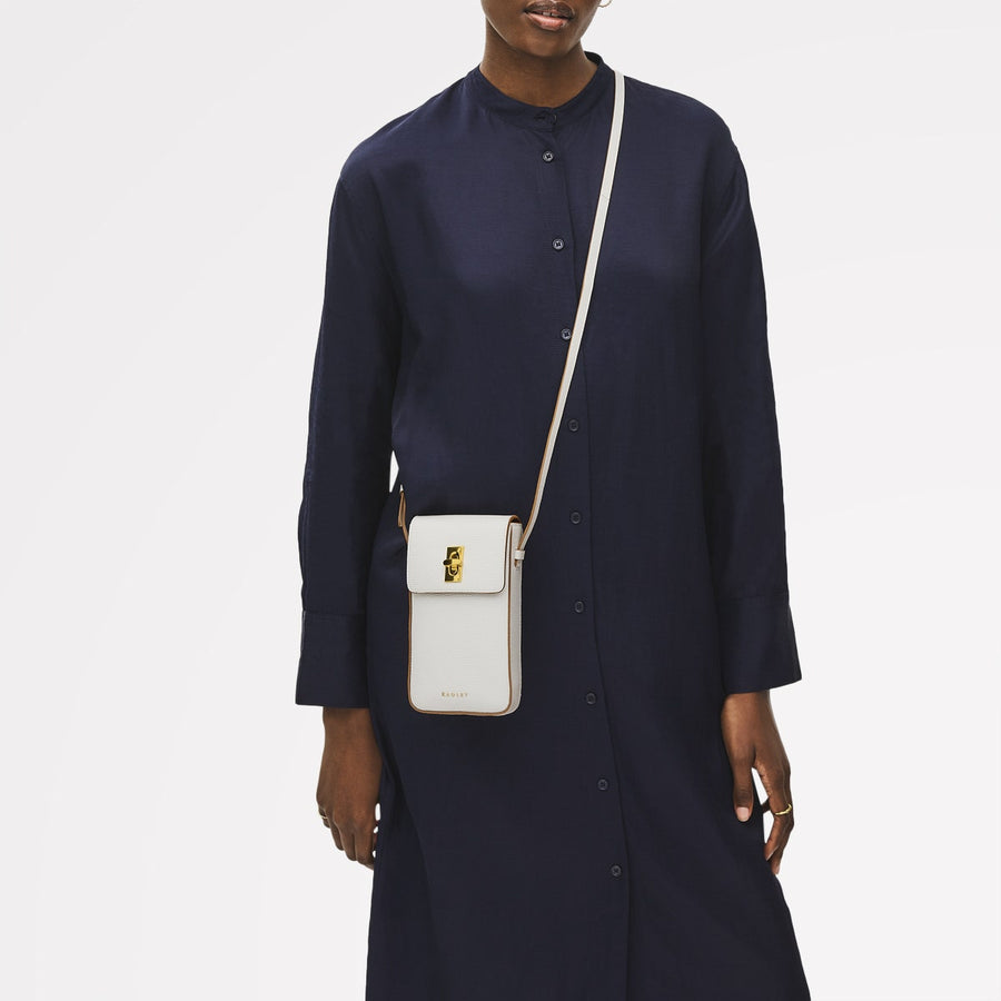 Threadneedle Street Leather Medium Phone Cross Body Bag in Chalk - 111417