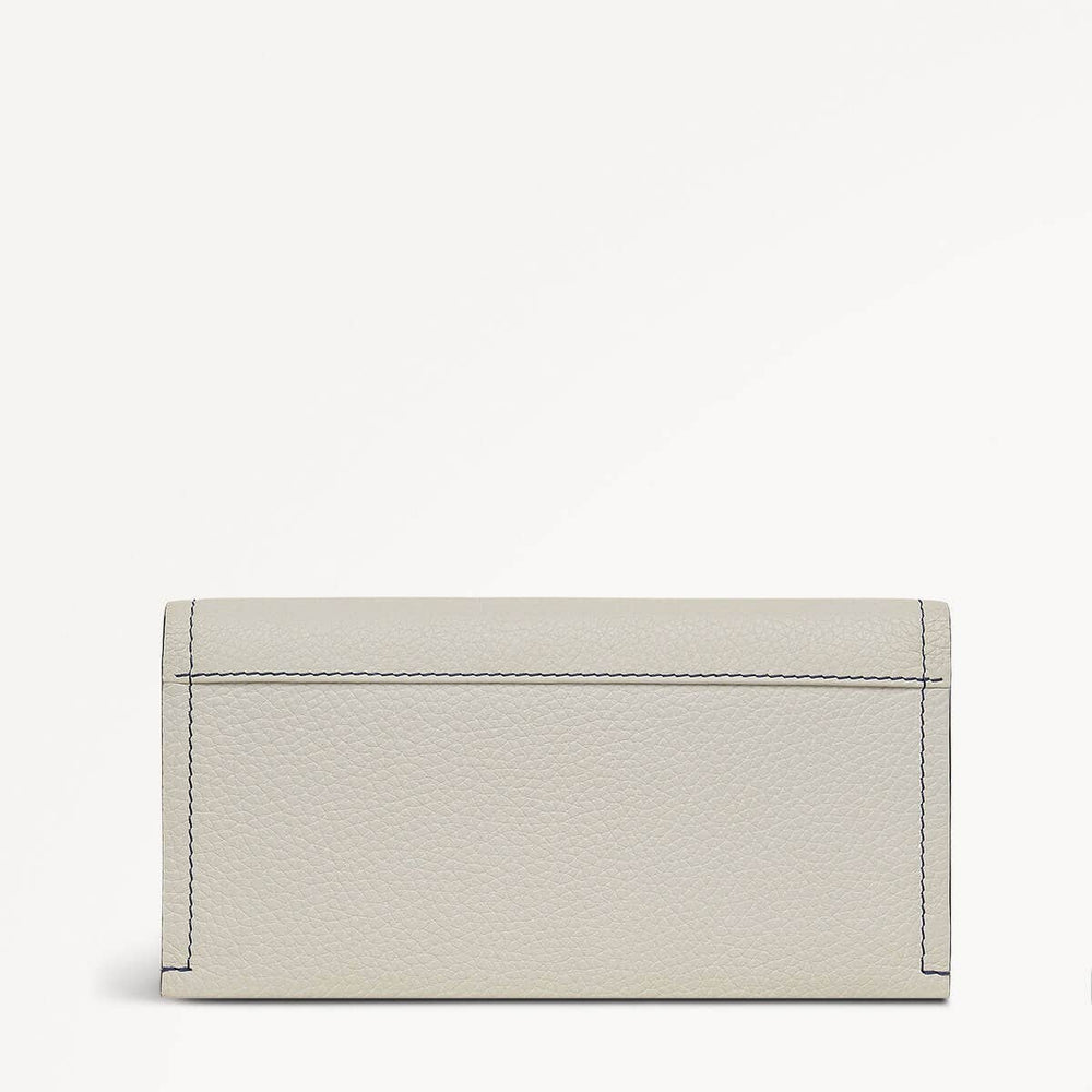 Cut Out Floral Leather Large Flapover Wallet in Chalk - 111421