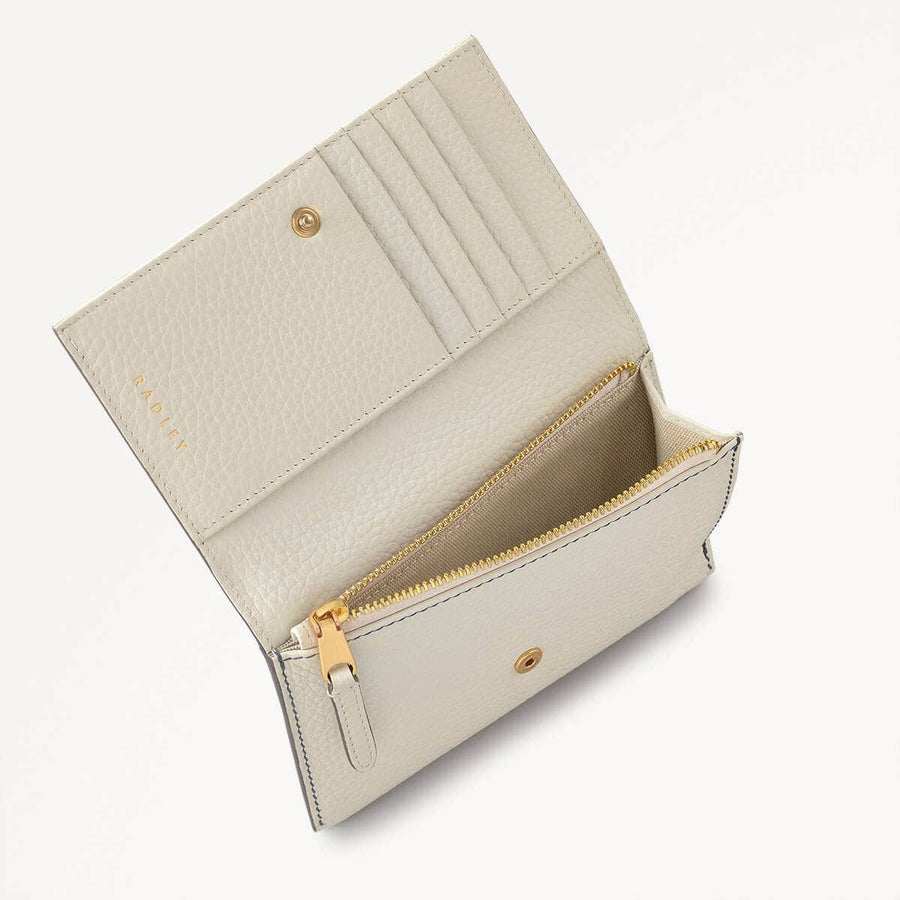 Cut Out Floral Leather Medium Flapover Wallet in Chalk - 111422