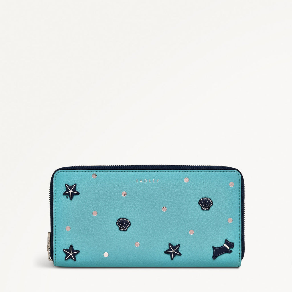 Starfish And Seashells Leather Large Zip Around Wallet in Maldives - 111424