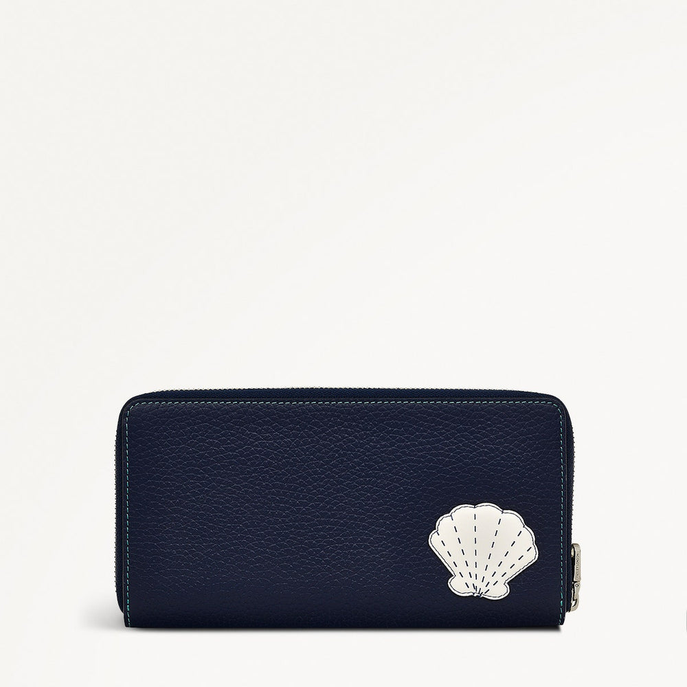 Starfish And Seashells Leather Large Zip Around Wallet in Maldives - 111424