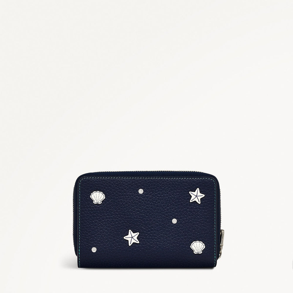 Starfish And Seashells Leather Medium Zip Around Wallet in Maldives - 111425
