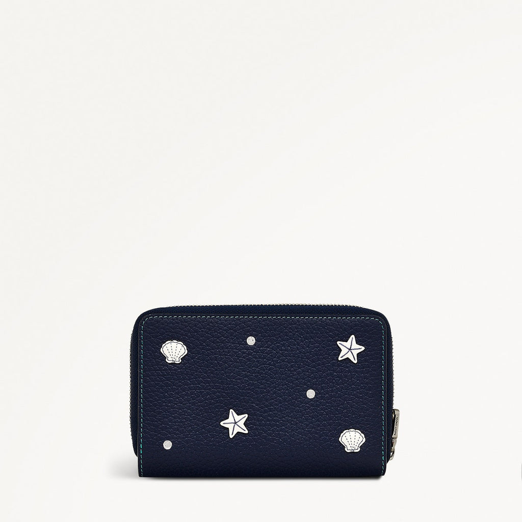 Starfish And Seashells Leather Medium Zip Around Wallet in Maldives - 111425
