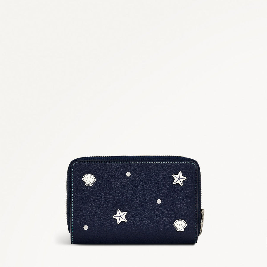 Starfish And Seashells Leather Medium Zip Around Wallet in Maldives - 111425