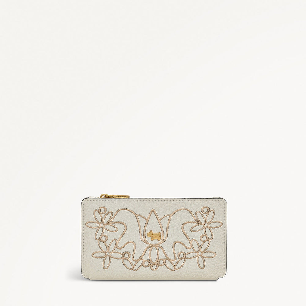 Coin Street Leather Medium Ziptop Wallet in Chalk - 111428