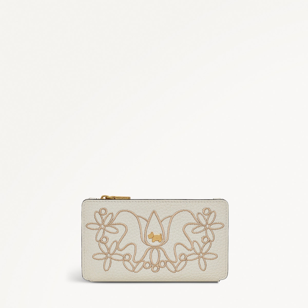 Coin Street Leather Medium Ziptop Wallet in Chalk - 111428