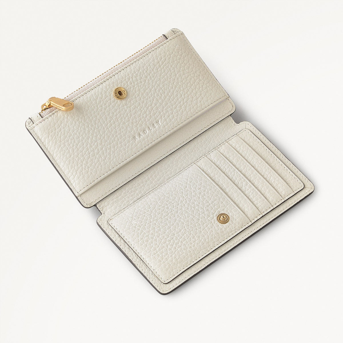 Coin Street Leather Medium Ziptop Wallet in Chalk - 111428