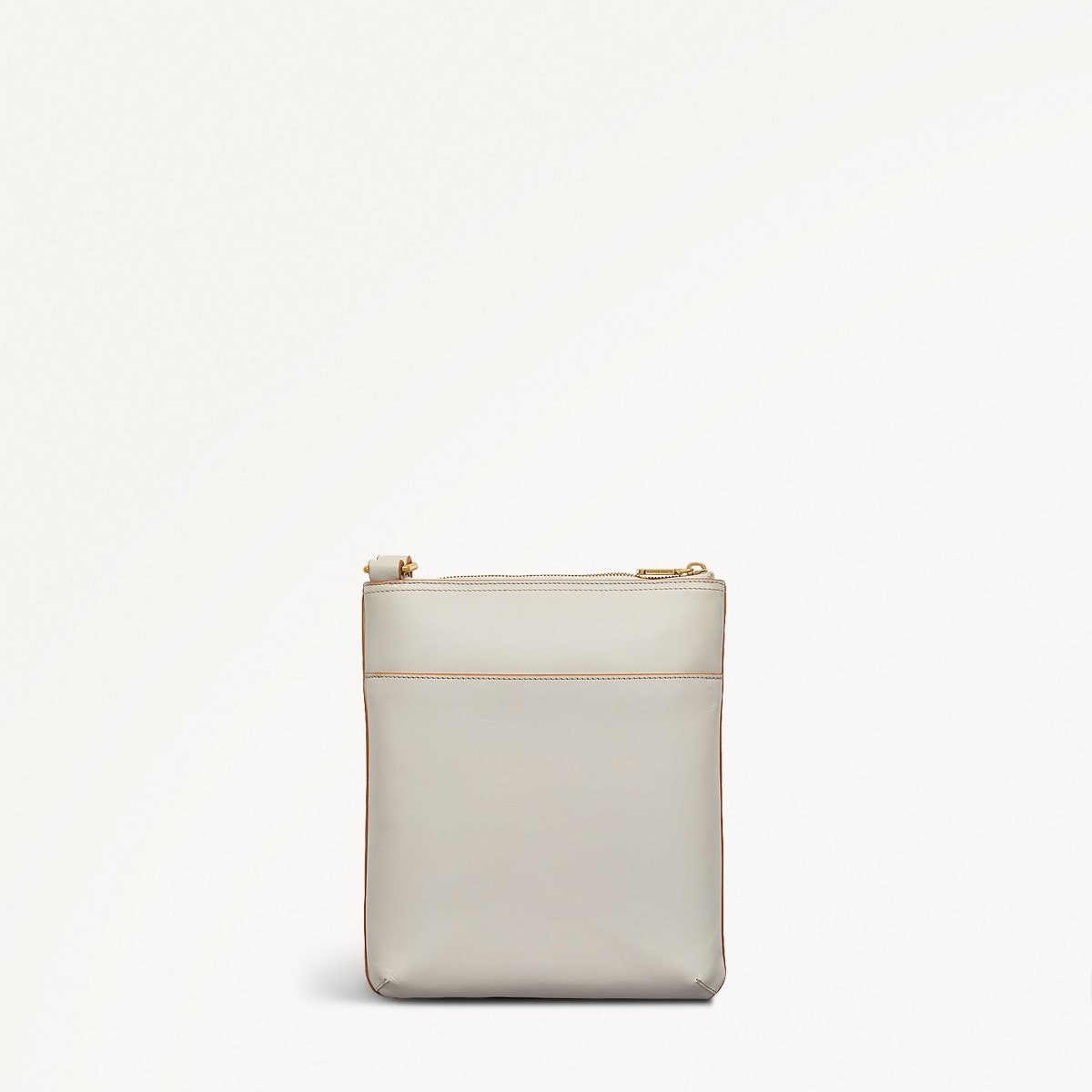 Pockets Leather Medium Ziptop Cross Body Bag in Chalk - 111432