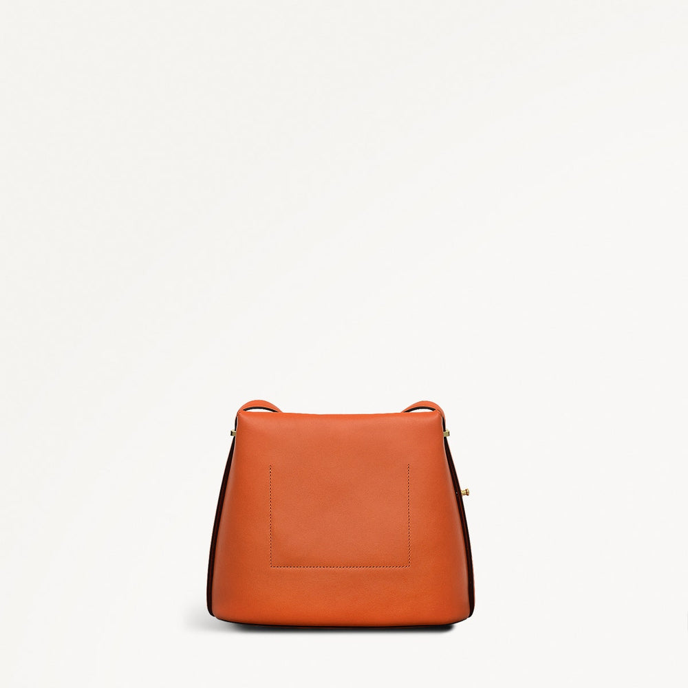Lattimer Place Leather Small Flapover Cross Body Bag in Orange Peel - 111434