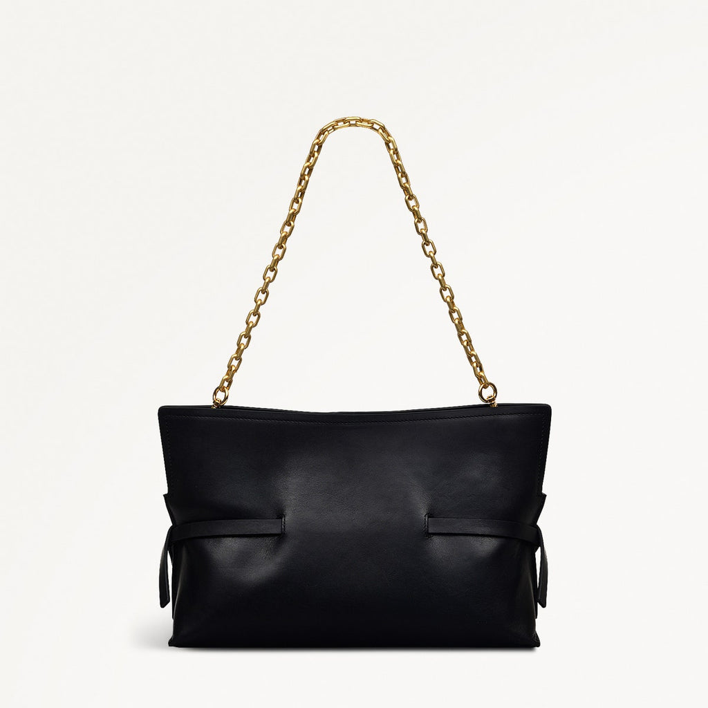 Fleet Street Leather Medium Open Top Clutch Bag in Black - 111437
