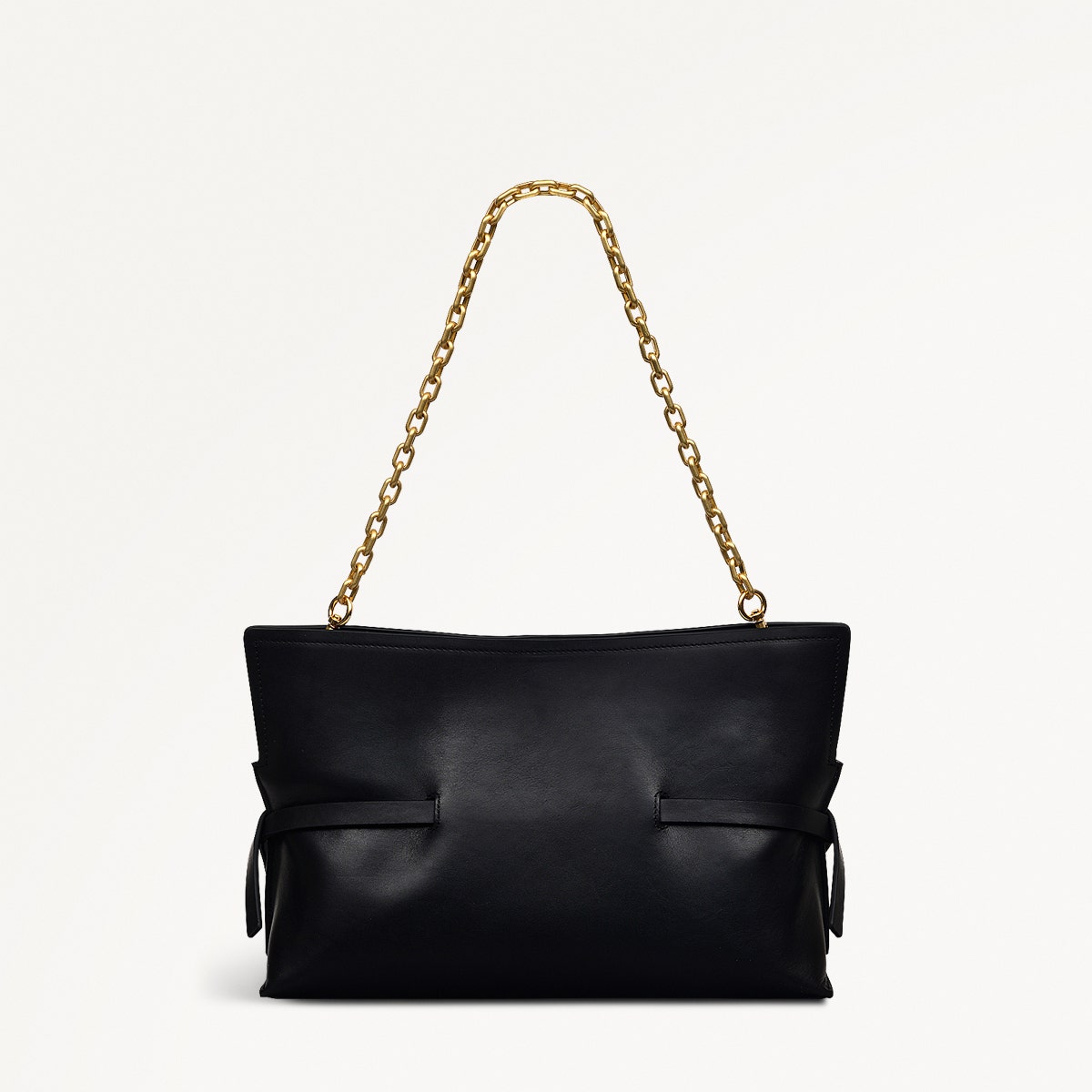 Fleet Street Leather Medium Open Top Clutch Bag in Black - 111437