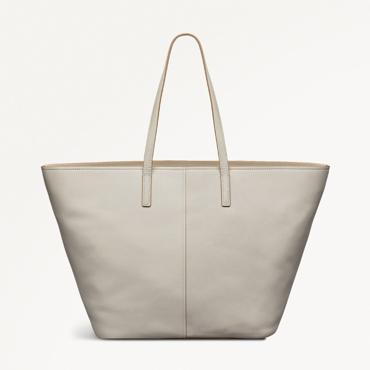 On Safari Leather Large Open Top Tote Bag in Chalk - 111438