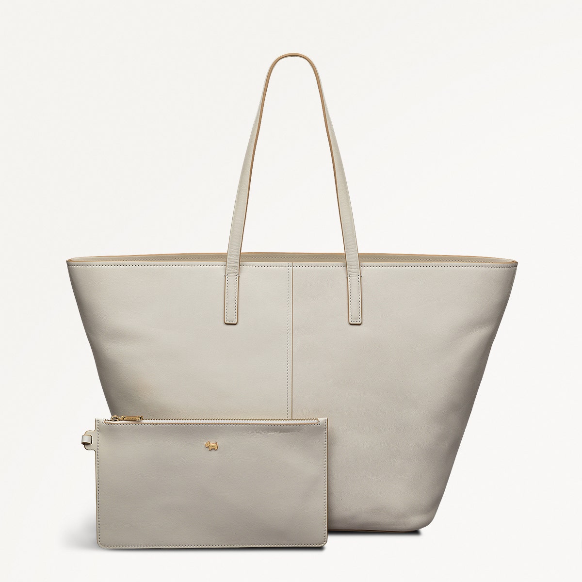 On Safari Leather Large Open Top Tote Bag in Chalk - 111438