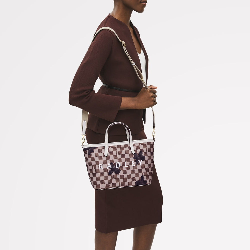 Southwell Gardens Fabric Medium Open Top Satchel Bag in Stone - 111443