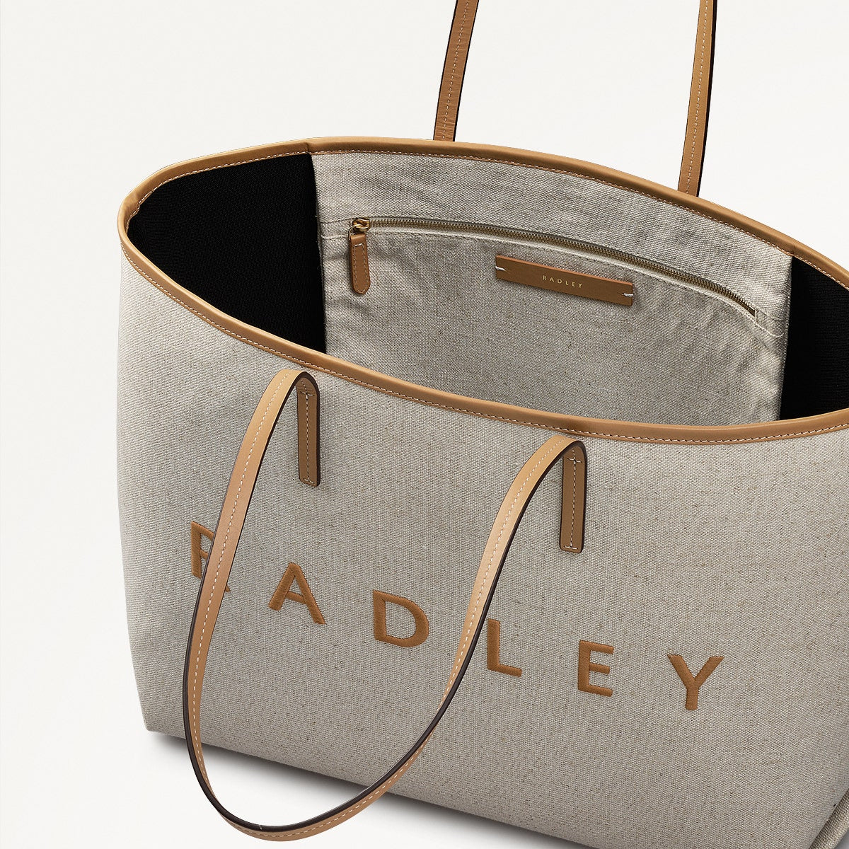 Sutherland Row Fabric Large Open Top Tote Bag in Saddle - 111446