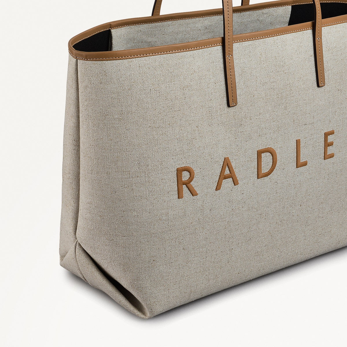 Sutherland Row Fabric Large Open Top Tote Bag in Saddle - 111446