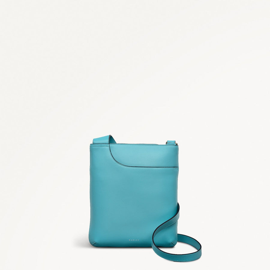 Pockets Leather Medium Ziptop Cross Body Bag in Maldives - 111449