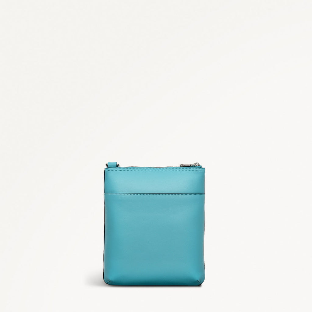 Pockets Leather Medium Ziptop Cross Body Bag in Maldives - 111449