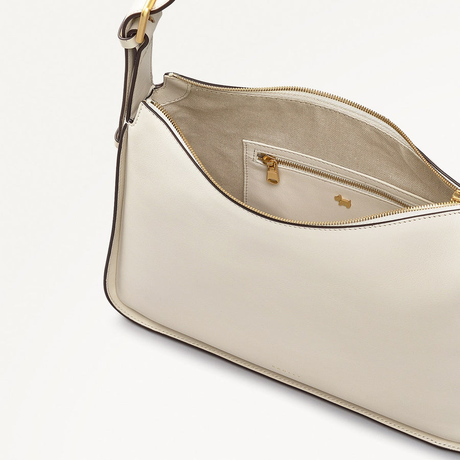 Westwell Lane Leather Medium Ziptop Cross Body Bag in Chalk - 111450