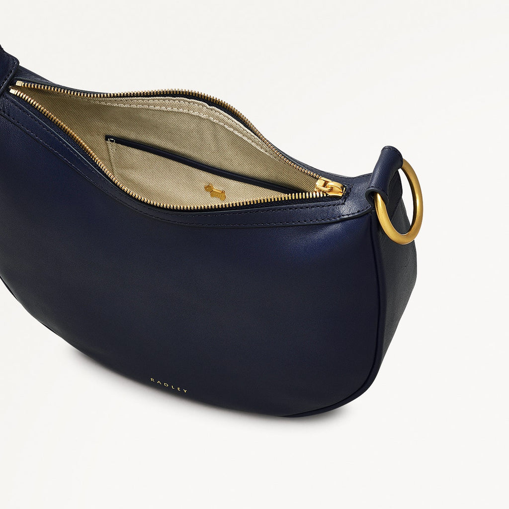 The Harrington Leather Medium Ziptop Clutch Bag in Evenfall - 111452