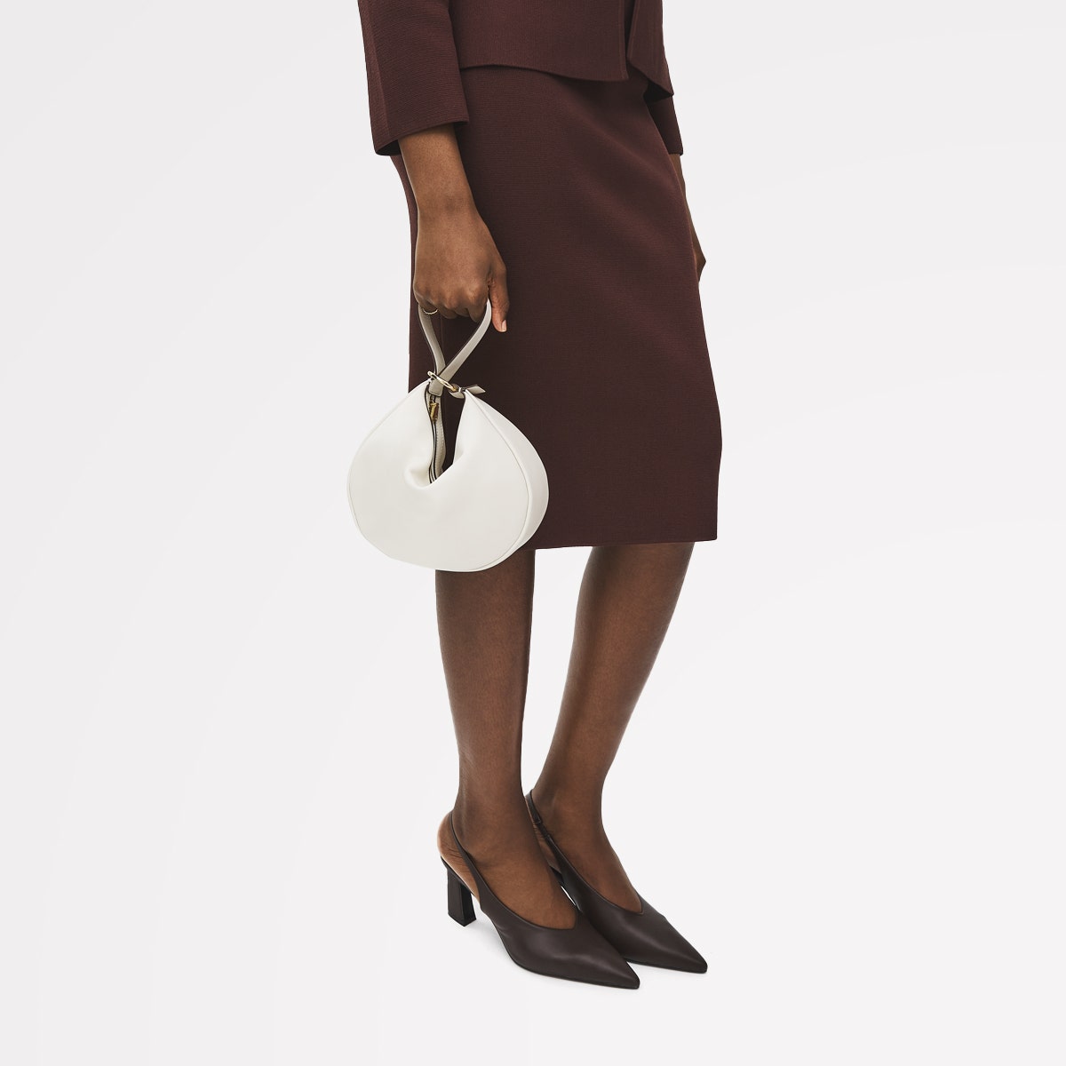 The Harrington Leather Medium Ziptop Clutch Bag in Chalk - 111453