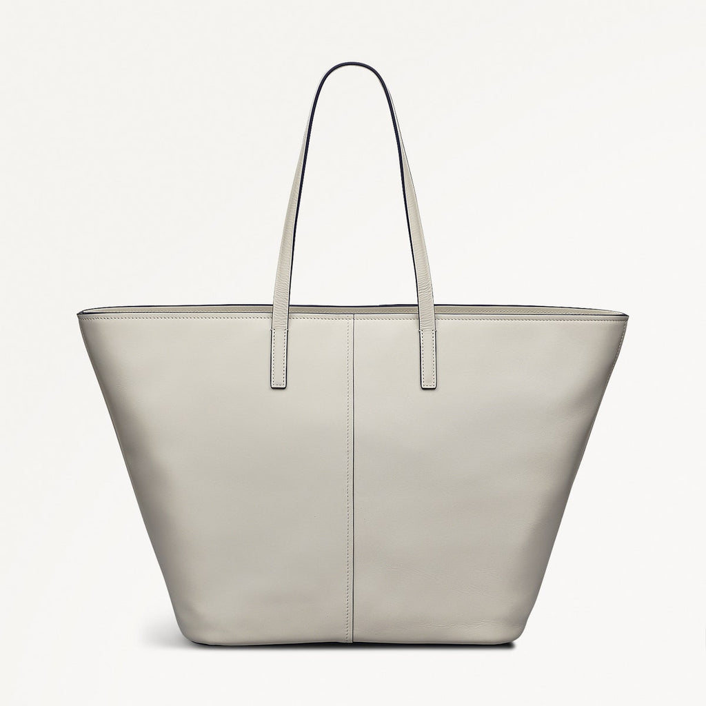 Under The Sea Leather Large Open Top Tote Bag in Chalk - 111455