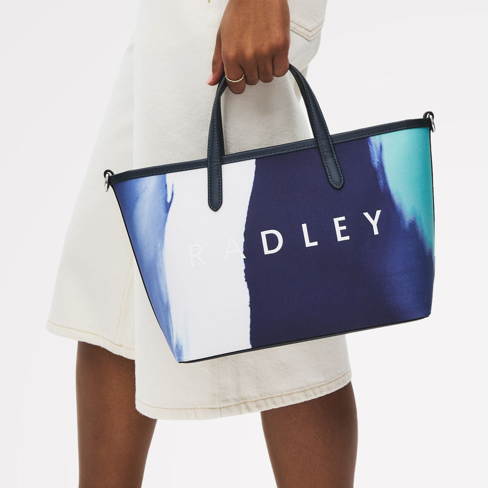 Southwell Gardens Fabric Medium Open Top Satchel Bag in Ink - 111458