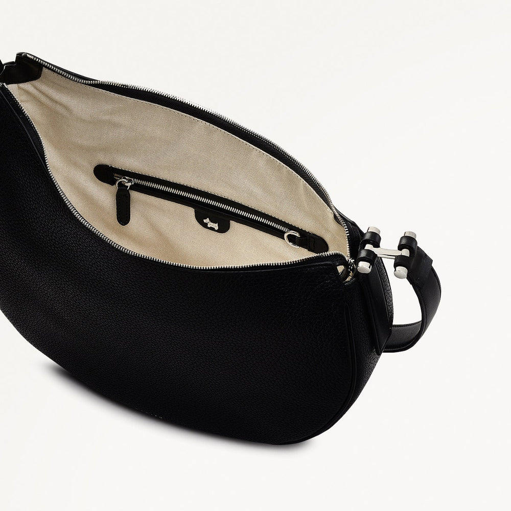 Pemberton Row Leather Large Ziptop Cross Body Bag in Black - 111460