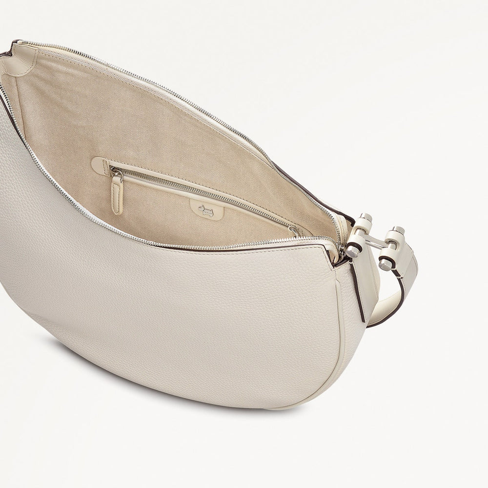 Pemberton Row Leather Large Ziptop Cross Body Bag in Chalk - 111461