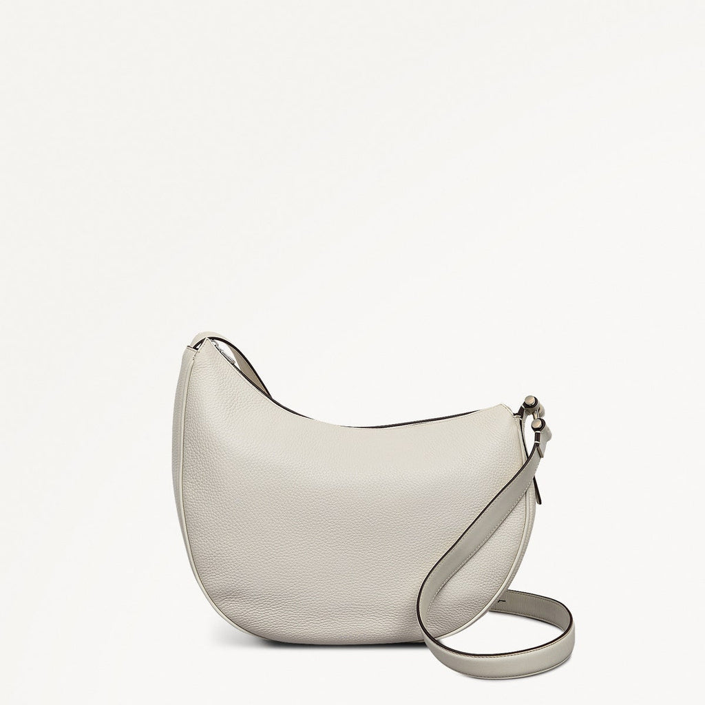 Pemberton Row Leather Large Ziptop Cross Body Bag in Chalk - 111461