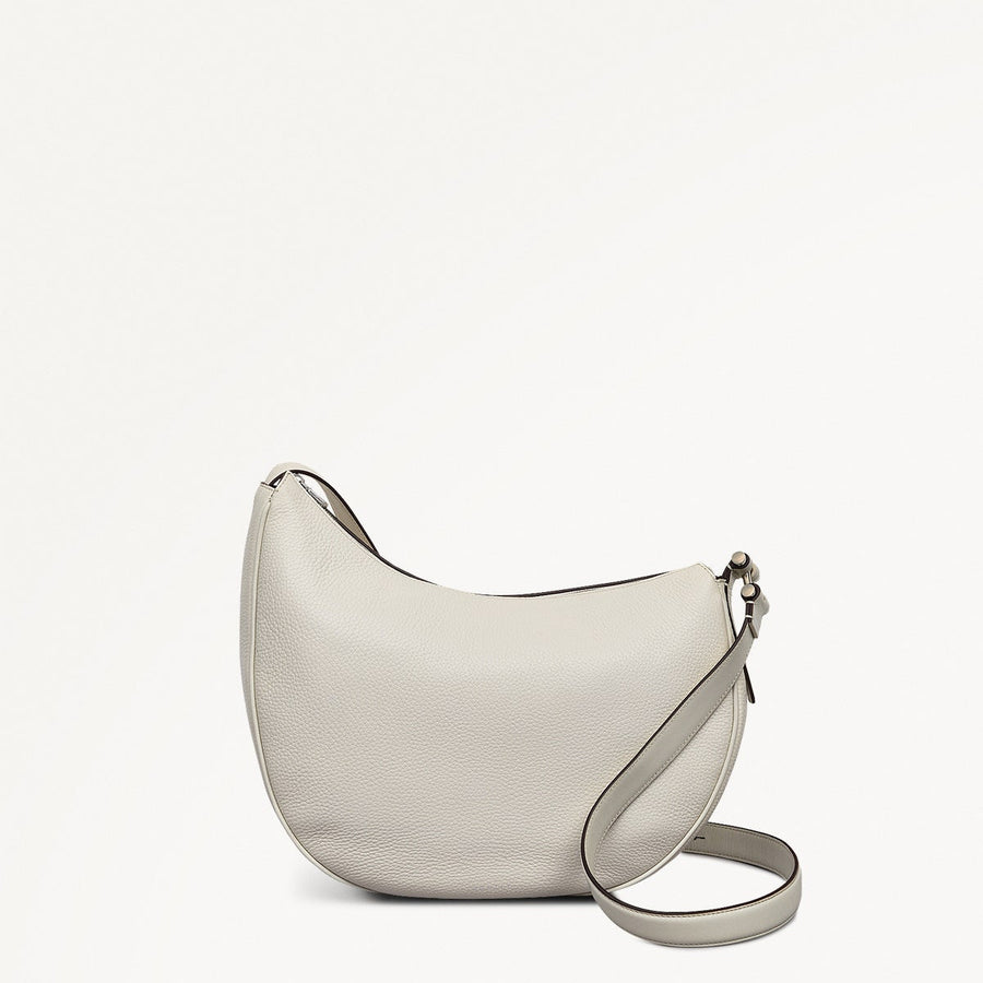 Pemberton Row Leather Large Ziptop Cross Body Bag in Chalk - 111461