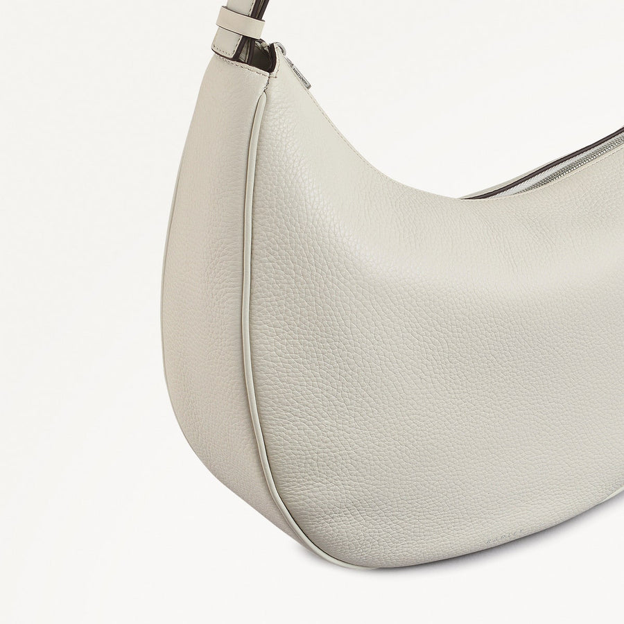 Pemberton Row Leather Large Ziptop Cross Body Bag in Chalk - 111461